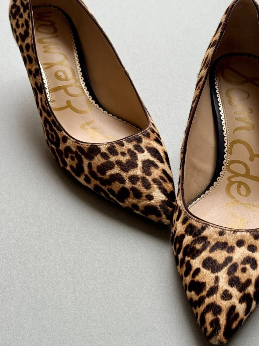 Sam Edelman Dori Leopard Calf Hair Pointed Toe Kitten Heel Pumps Size 9.5